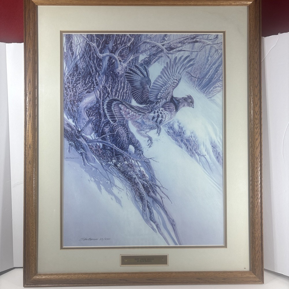 Glen Barnes Ruff Creek Grouse Art Print Signed 83/950 Vintage 1990 Framed COA